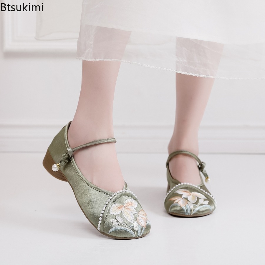 Ethnic Fashion Women - Moda Işlemeli Çin Tarzı Düşük Topuklu