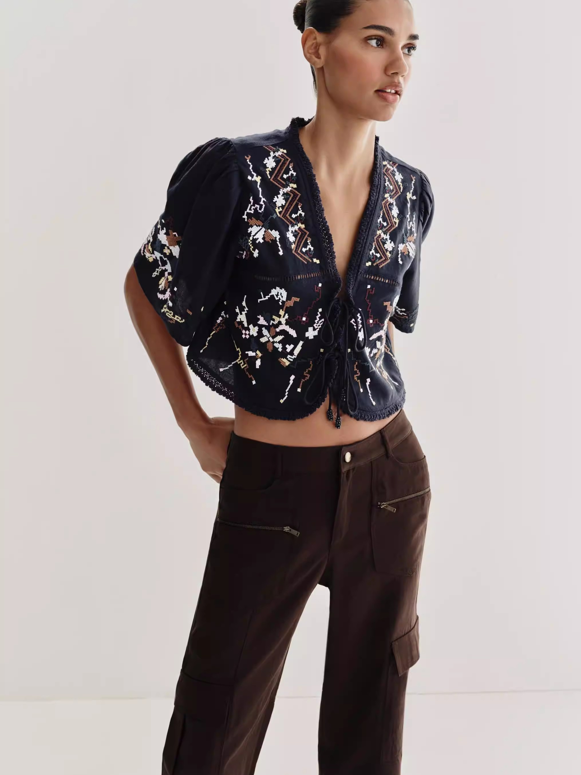 New Ethnic Fashion - Yeni Yazlık Kadın Bol Kesim Kısa